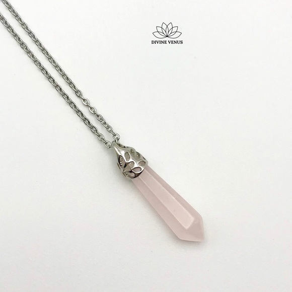 Rose Quartz Necklace | Stainless Steel - Picture 6 of 11